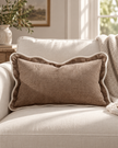 Chloe Coffee Brown And Cream Scalloped Edge Rectangle Cushion Cover — styled view 1