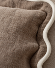 Chloe Coffee Brown And Cream Scalloped Edge Rectangle Cushion Cover — fabric detail 2
