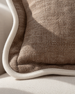 Chloe Coffee Brown And Cream Scalloped Edge Rectangle Cushion Cover — fabric detail 3