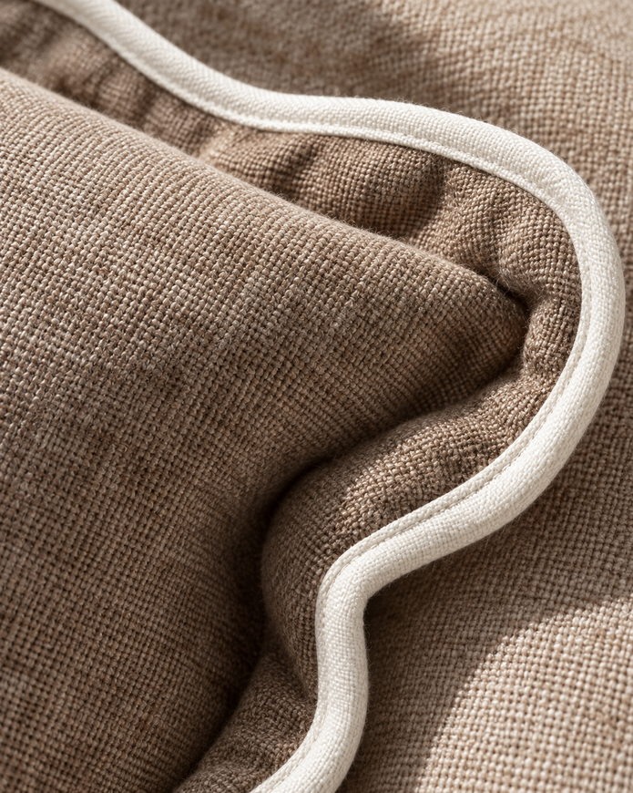 Chloe Coffee Brown And Cream Scalloped Edge Rectangle Cushion Cover — fabric detail 4