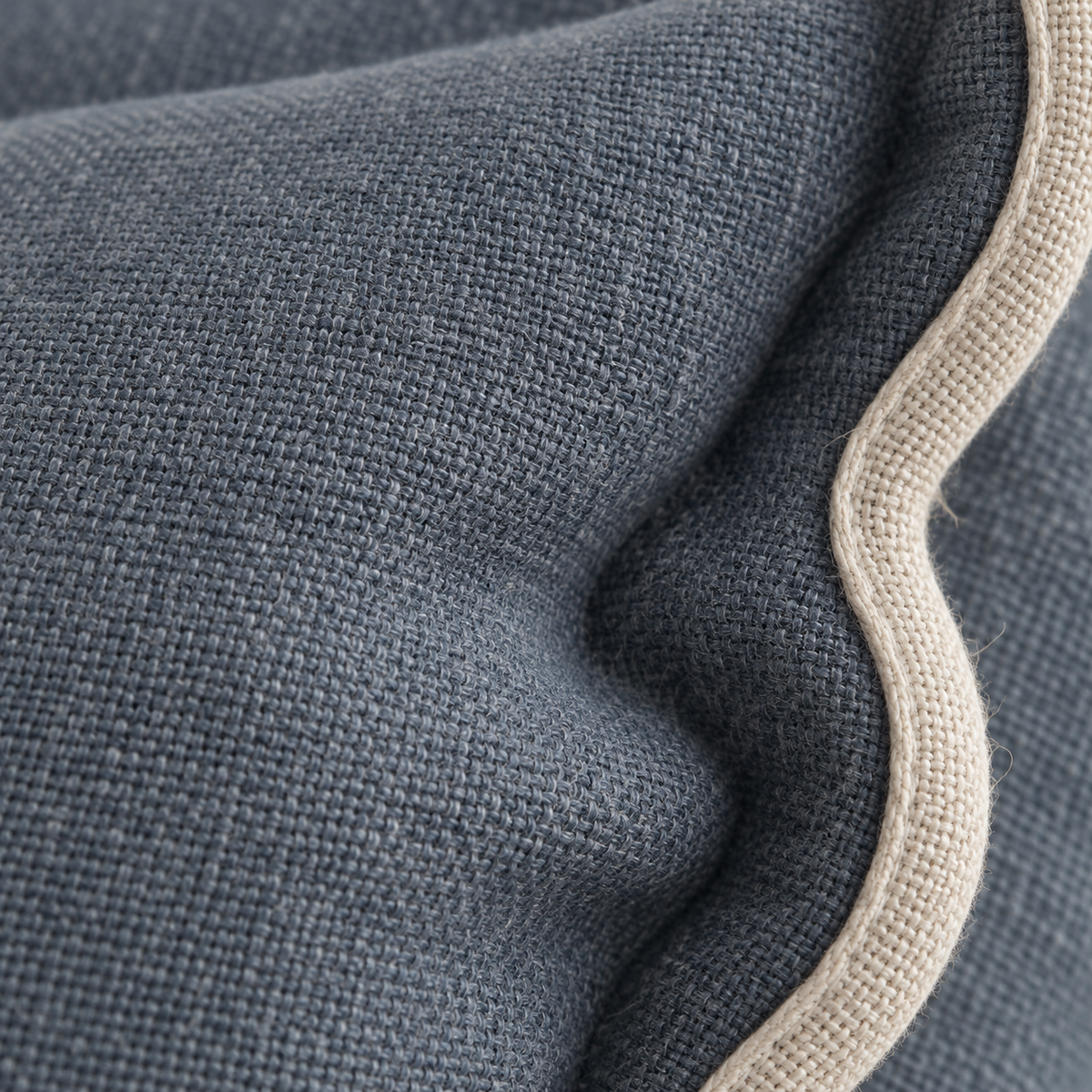 Chloe Blue Scalloped Extra Large Bed Cushion Cover — fabric detail 2