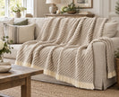 Ellenvale beige striped throw blanket from Ellenvale Trade, soft and cozy with a subtle striped pattern, perfect for home decor.