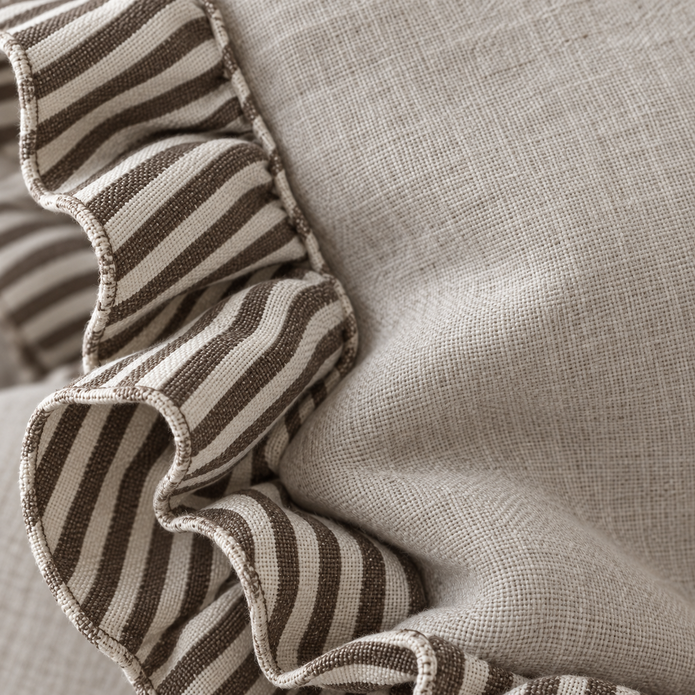 Ellenvale Bella chocolate brown square cushion cover with ruffle edges, soft furnishings decorative pillow for sofa or bed.