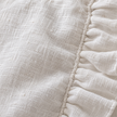 Hallie White Neutral Square Luxury Linen Ruffled Edge Cushion Cover — fabric detail 2