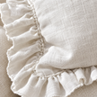 Hallie White Neutral Square Luxury Linen Ruffled Edge Cushion Cover — fabric detail 4