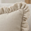Hallie Cream Luxury Linen Ruffled Edge Cushion Cover — fabric detail 1