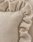 Hallie Cream Luxury Linen Ruffled Edge Cushion Cover — fabric detail 2