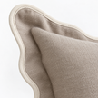 Chloe beige and cream 65 × 65 cm extra large bed cushion cover – fabric and scalloped trim close-up 1