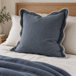 Chloe blue extra large 65 × 65 cm square bed cushion cover – styled on a double bed