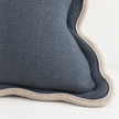 Chloe blue extra large 65 × 65 cm square bed cushion cover – lower scalloped edge stitching close-up