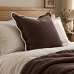 Chloe chocolate brown 65 × 65 cm extra large bed cushion cover – styled on a bed, view 2