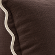 Chloe chocolate brown 65 × 65 cm extra large bed cushion cover – fabric and cream scalloped trim close-up 2