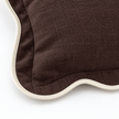 Chloe chocolate brown 65 × 65 cm extra large bed cushion cover – fabric and cream scalloped trim close-up 3
