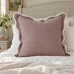 Chloe dusty pink 65 × 65 cm extra large bed cushion cover – styled on a bed, view 3