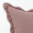 Chloe dusty pink 65 × 65 cm extra large bed cushion cover – fabric and ivory scalloped trim close-up 1