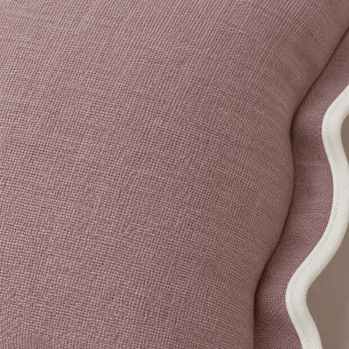Chloe dusty pink 65 × 65 cm extra large bed cushion cover – fabric and ivory scalloped trim close-up 2