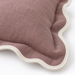 Chloe dusty pink 65 × 65 cm extra large bed cushion cover – fabric and ivory scalloped trim close-up 4