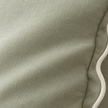 Chloe sage green 65 × 65 cm extra large bed cushion cover – fabric and cream scalloped trim close-up 2