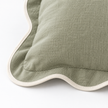 Chloe sage green 65 × 65 cm extra large bed cushion cover – fabric and cream scalloped trim close-up 3