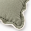 Chloe sage green 65 × 65 cm extra large bed cushion cover – fabric and cream scalloped trim close-up 4