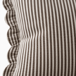 Darcy chocolate brown 65 × 65 cm extra large bed cushion cover – fabric and scalloped striped flange close-up 2