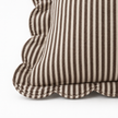 Darcy chocolate brown 65 × 65 cm extra large bed cushion cover – fabric and scalloped striped flange close-up 3