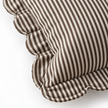 Darcy chocolate brown 65 × 65 cm extra large bed cushion cover – fabric and scalloped striped flange close-up 4