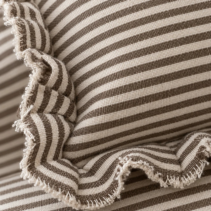 Darcy Chocolate Brown Pinstripe Cushion Cover - Rectangle — fabric detail 4