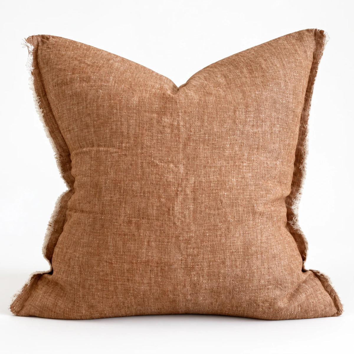 Ellenvale Esmee washed rust brown cushion cover in white studio setting