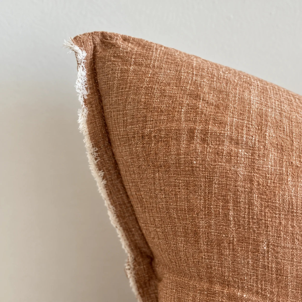 Ellenvale Esmee washed rust brown cushion cover fabric detail