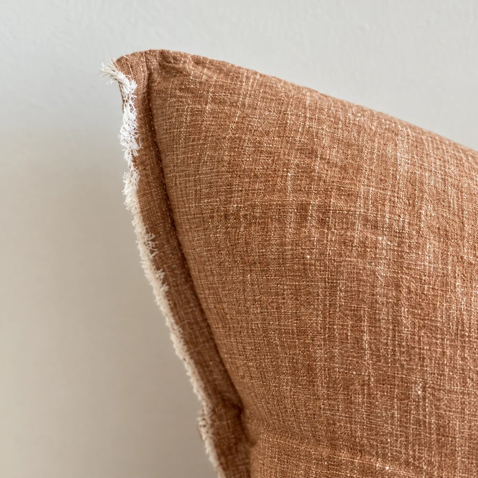 Ellenvale Esmee washed rust brown cushion cover fabric detail