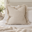 Grace beige 65 × 65 cm extra large bed cushion cover – styled on a bed, view 3