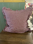 Ellenvale Trade Hallie burgundy square gingham cushion cover with soft woven fabric pattern