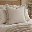 Hallie natural beige 65 × 65 cm extra large bed cushion cover – styled on a bed, view 2