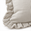 Hallie natural beige 65 × 65 cm extra large bed cushion cover – fabric and gathered striped ruffle close-up 4