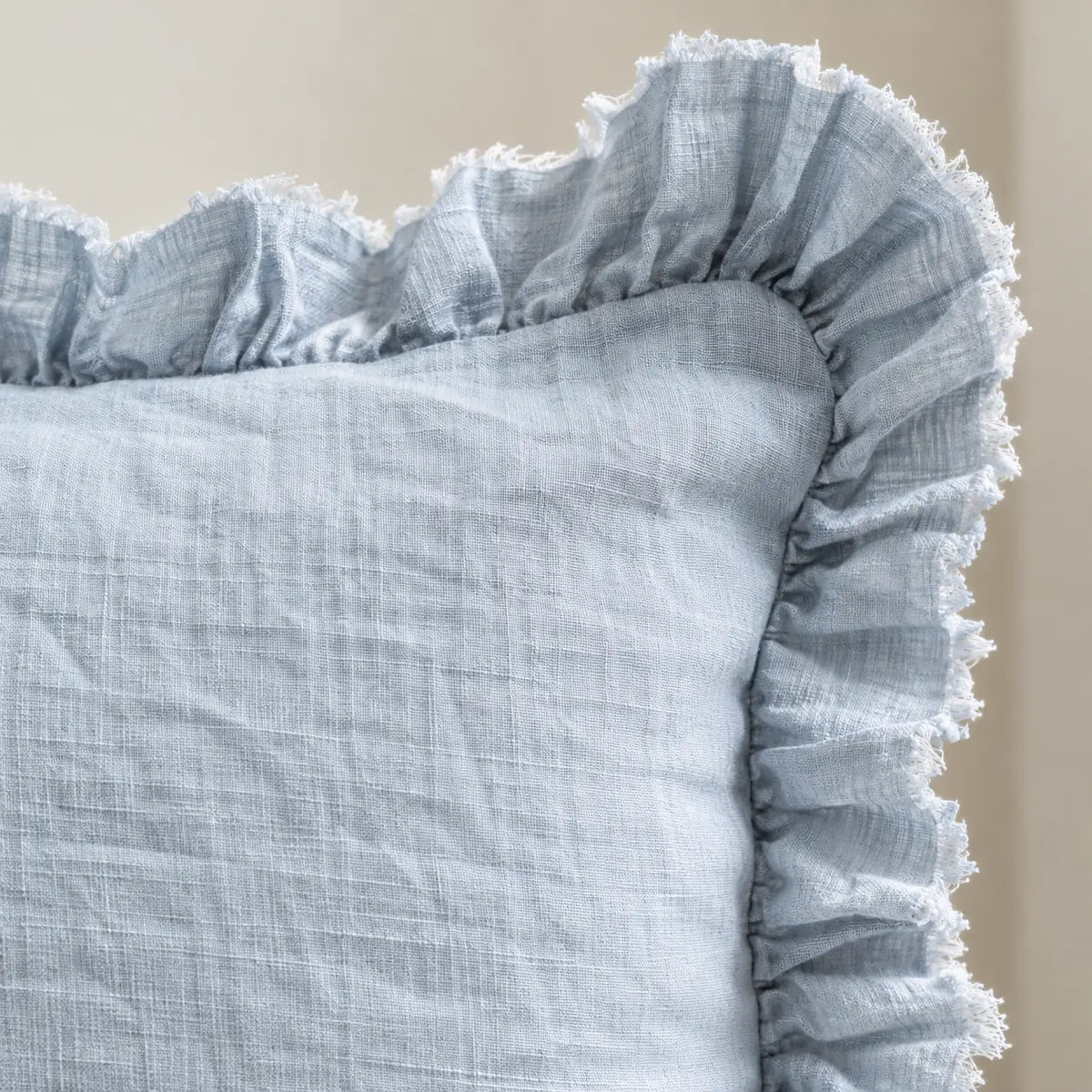 Hallie Ocean Blue Luxury Square Cotton Blend Cushion Cover – fabric detail 1