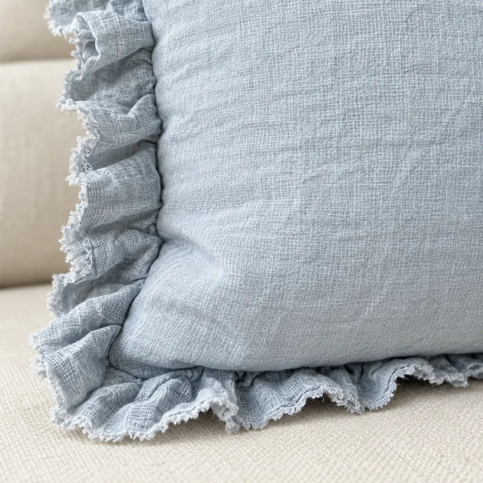 Hallie Ocean Blue Luxury Square Cotton Blend Cushion Cover – fabric detail 3