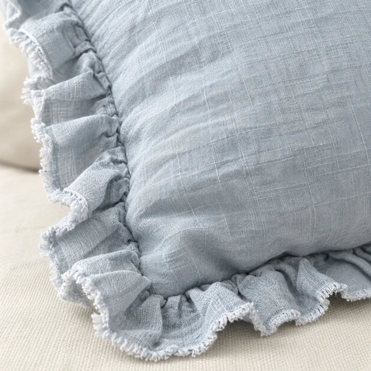 Hallie Ocean Blue Luxury Square Cotton Blend Cushion Cover – fabric detail 4