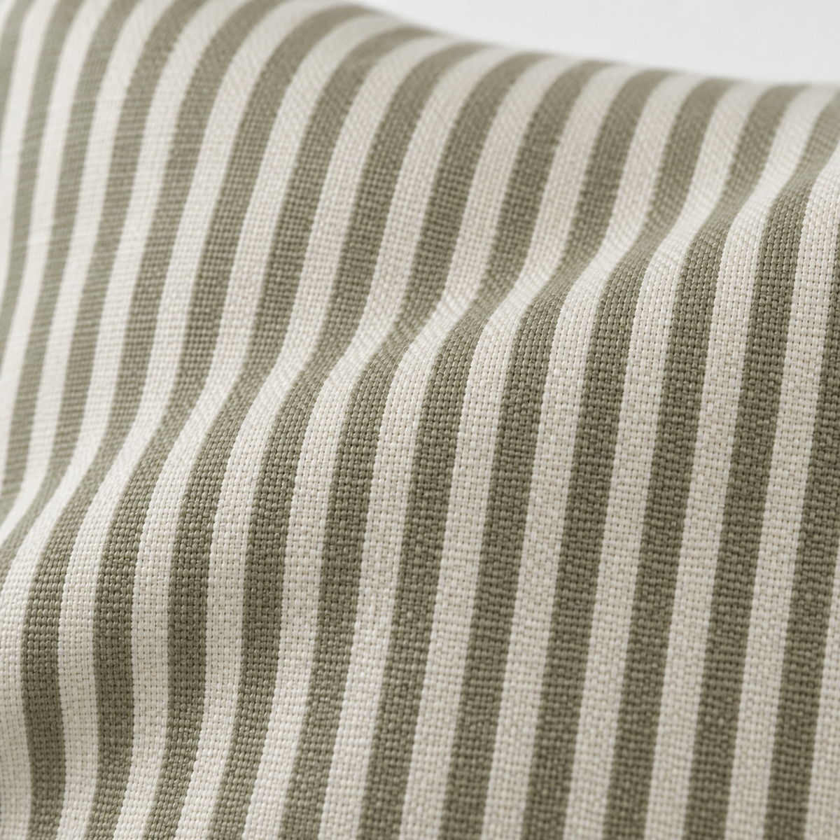 Hallie olive green 65 × 65 cm extra large bed cushion cover – fabric and gathered striped ruffle close-up 2