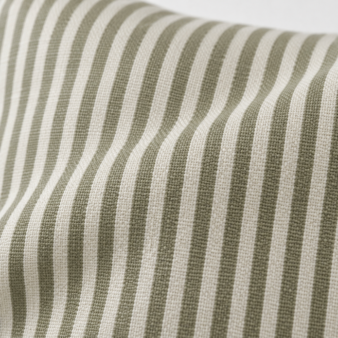 Hallie olive green 65 × 65 cm extra large bed cushion cover – fabric and gathered striped ruffle close-up 2