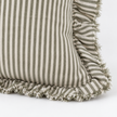 Hallie olive green 65 × 65 cm extra large bed cushion cover – fabric and gathered striped ruffle close-up 3