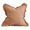 Ellenvale Hallie washed rust brown square cushion cover on a white studio background