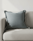 Extra-large blue square cushion cover with scalloped edges from Chloe by Ellenvale Trade, made of soft furnishings fabric.