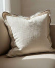 Cream and greige square scalloped cushion cover by Ellenvale Trade, soft furnishings with a textured, elegant design.