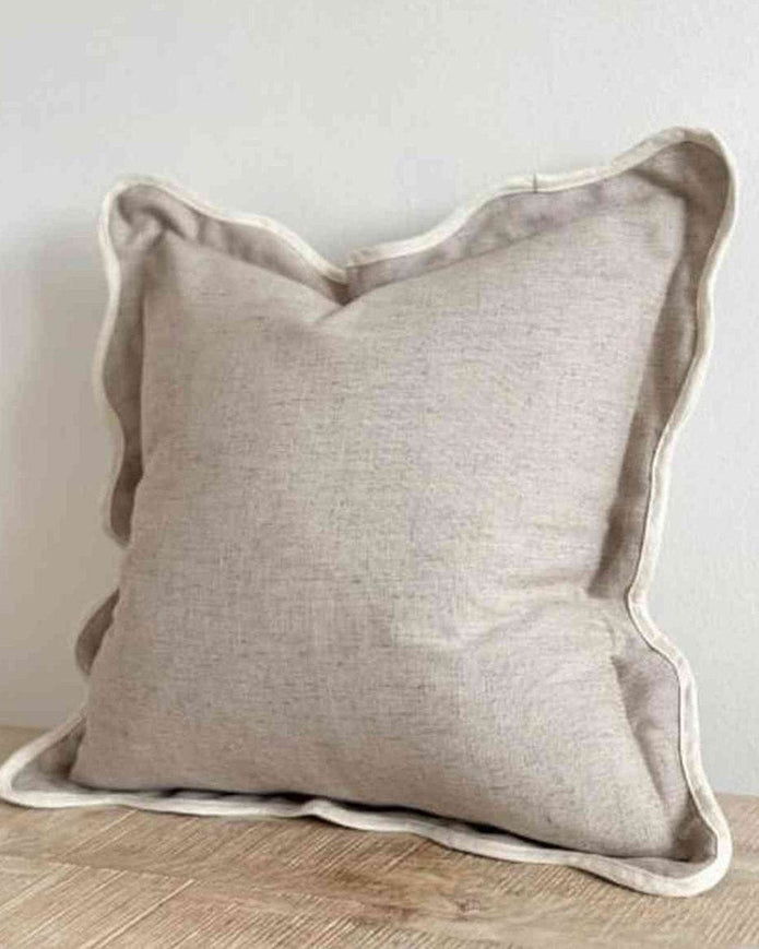 Chloe beige and cream scalloped edge cushion cover by Ellenvale Trade, soft furnishings, decorative cushion for sofa or bed.