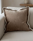 Chloe Coffee Brown and Cream scalloped cushion cover by Ellenvale Trade, soft furnishings with elegant design and textured fabric.