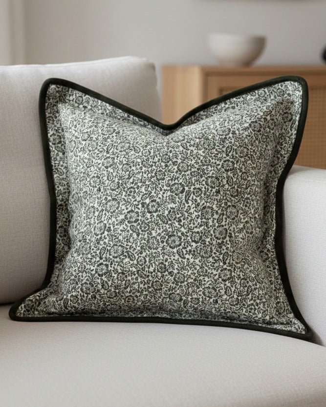 Olive green square cushion cover from Ellenvale Trade, soft furnishings with a stylish, modern design.