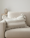 Hallie beige and white wide stripe rectangle cotton blend cushion cover from Ellenvale Trade, soft furnishings for home decor.