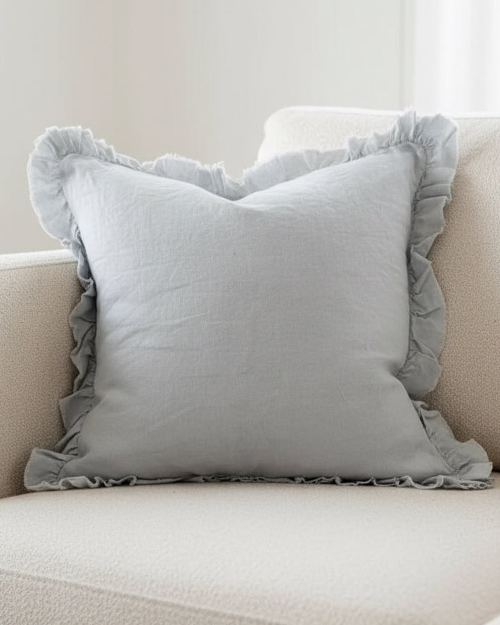 Ocean blue luxury square cushion cover by Ellenvale Trade, soft cotton blend fabric, stylish home decor accent.