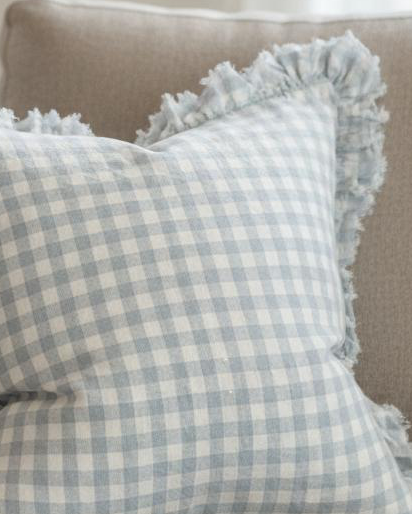 Ocean blue square gingham cushion cover from Ellenvale Trade, soft furnishings with classic check pattern.